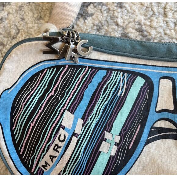 Vintage Marc Jacobs Cerulian Blue Canvas Aviator Sunglass Crossbody/Shoulder Bag - Picture 2 of 11